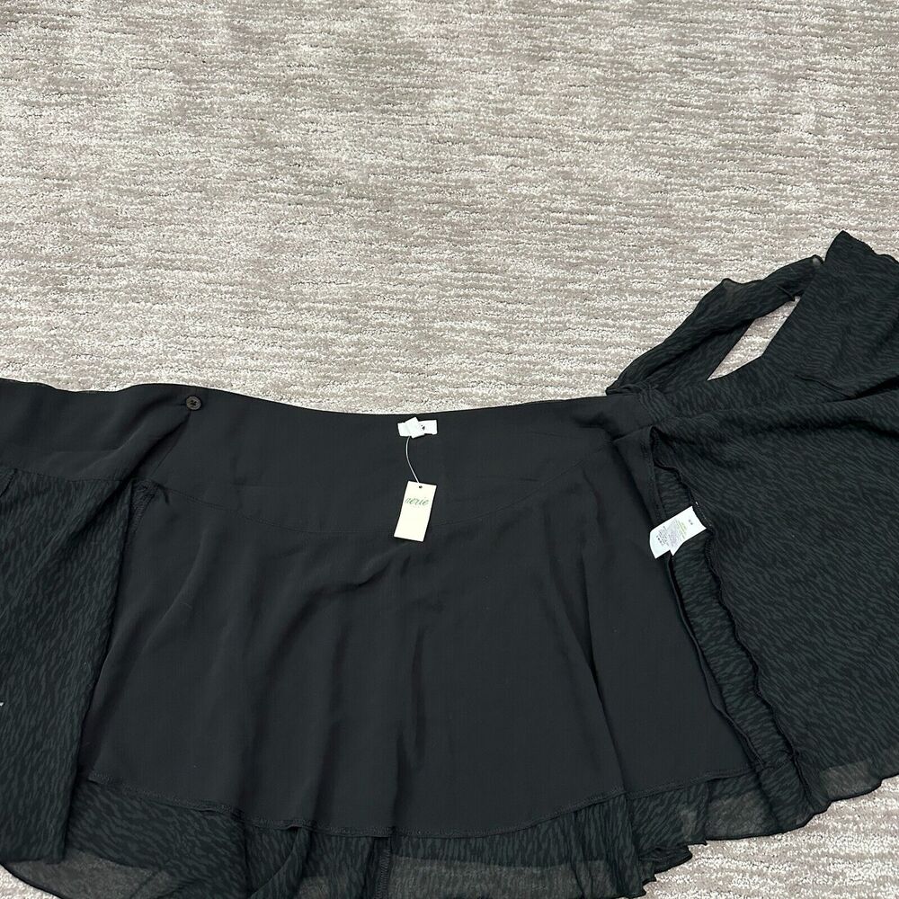 Aerie Skirt Womens Medium Black Wrap Flowy Ruffled Tie Chiffon Mini Short NWT - Picture 6 of 14